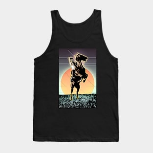 Cowboy Riding Horse with Sunset Tank Top